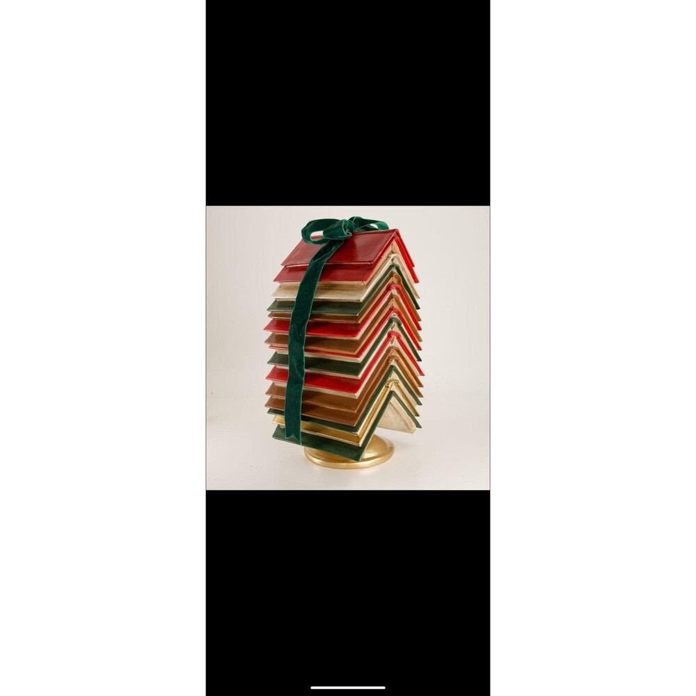 Cracker Barrel Stacked Book Christmas Tree with Ribbon Viral Holiday Decor NEW